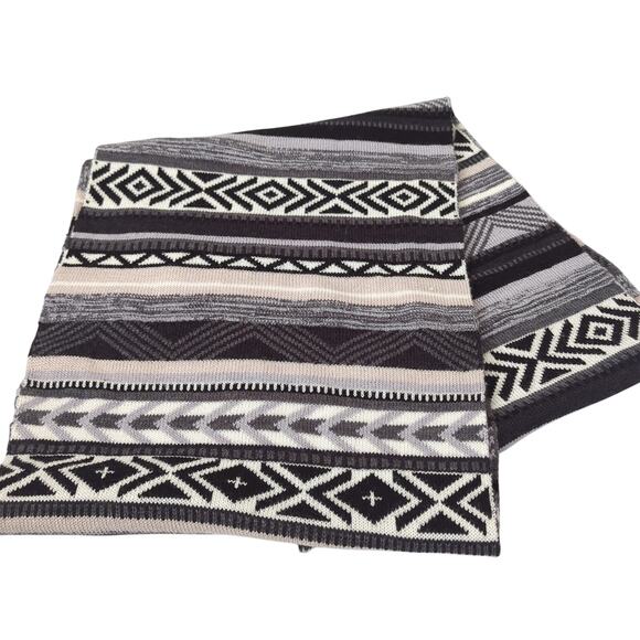 Smartwool Merino Wool Scarf Black Gray White Nordic Fair Isle Thick Warm Winter - Picture 4 of 6